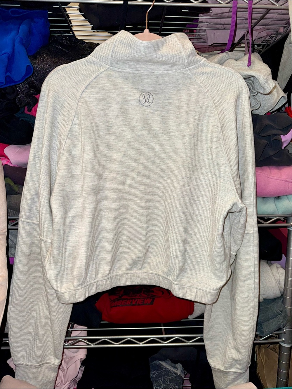 Lululemon Waffle Scuba Funnel Neck Half Zip Pullover Grey - Medium - Picture 6 of 15